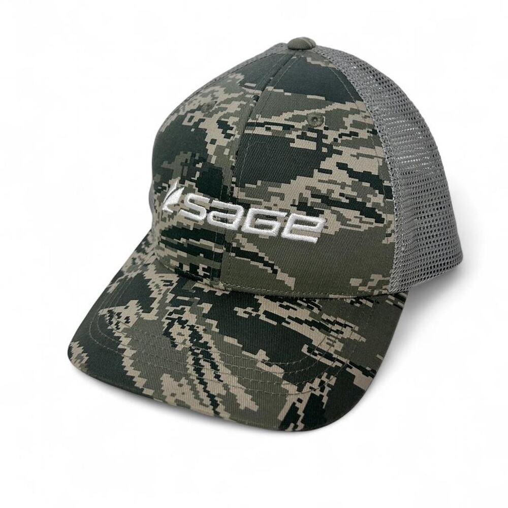 Sage Australian Fly Rods Trout Fishing Snapback Camo Trucker Hat